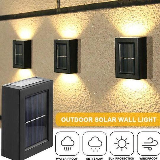 2Pcs Lampu Dinding Outdoor Led Tenaga Baterai Solar Panel