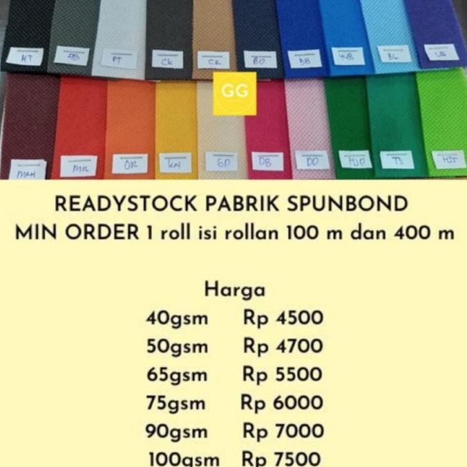 Spunbond 45 gsm 50 gsm 75 gsm 90 gsm bahan tas