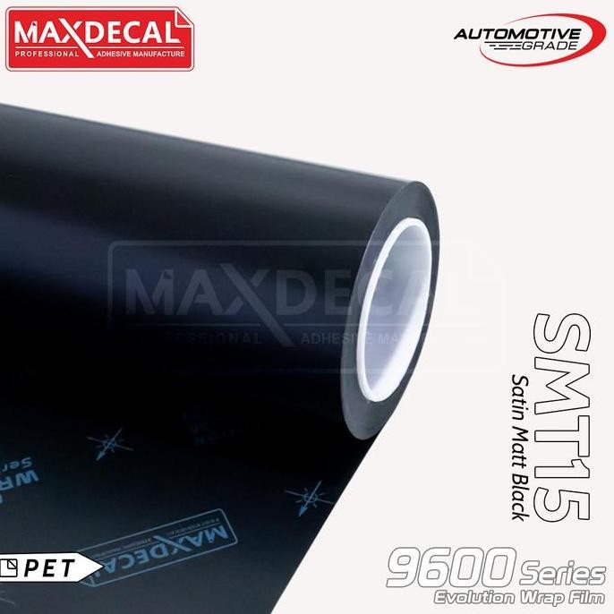 MAXDECAL 9600 SMT15 Satin Matt BLACK Semi Doff Wet Look PET Liner Premium Wrap Film
