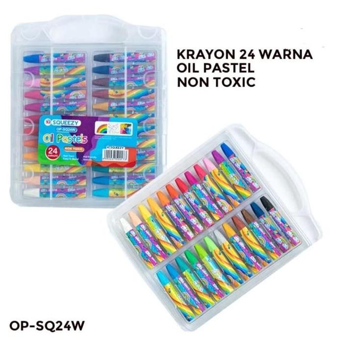 

Up Harga Grosir (1 Kotak /24 Pcs ) Crayon Krayon 24 Warna Oil Pastel Op-Sq24W Squeezy