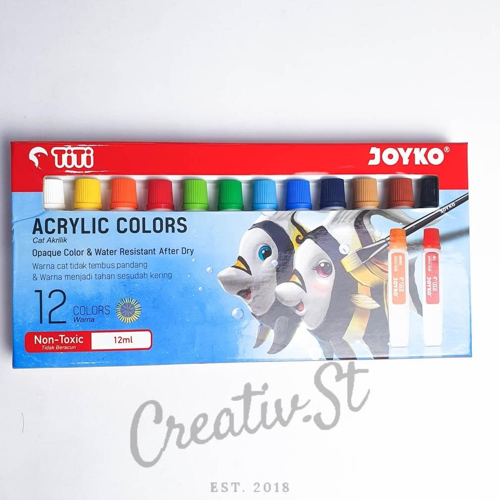 

JOYKO Cat Acrylic 12 Warna 12 Ml Set Paint Cat Lukis Akrilik