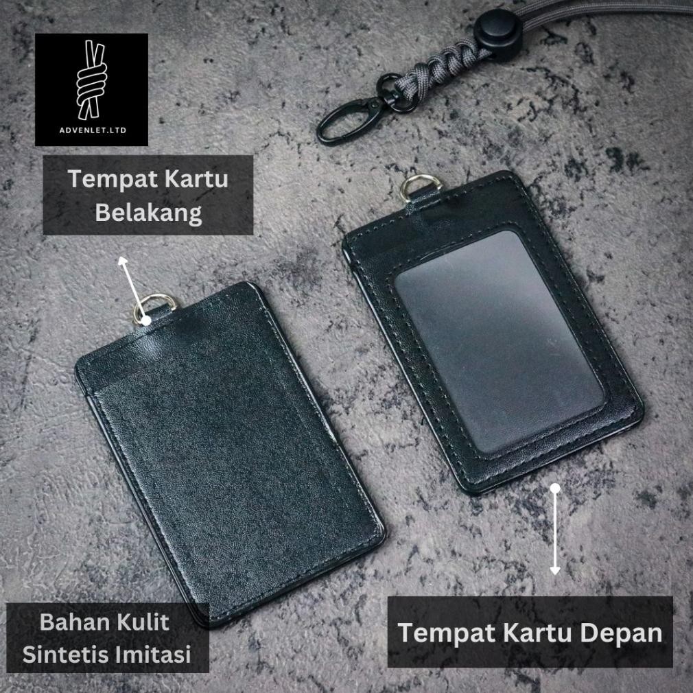 

yt- gha-68 Lanyard Id Card Paracord 4mm Kewkew Besi Gantungan Name Tag Holder Leather Pu Kulit Sintetis 2 Sisi Slot Kartu Premium Viral Sale