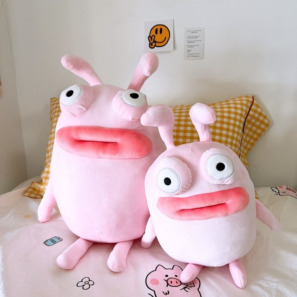 Boneka Mainan Plush Kelinci Mulut Besar/Boneka Mulut Sosis Merah Muda