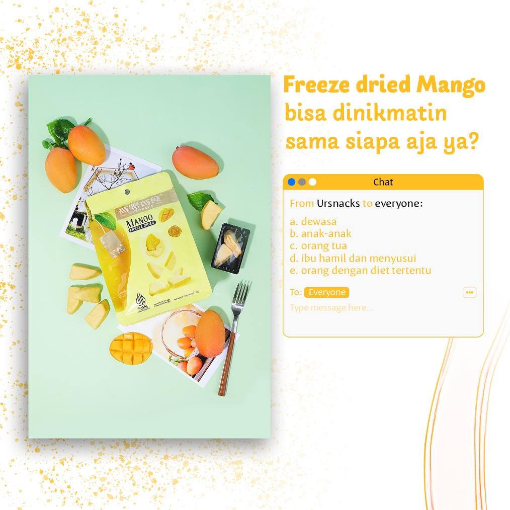

Bisa Cod Ursnacks Freeze Dried Mango - Snack Keripik Buah Mangga 32Gr Un04