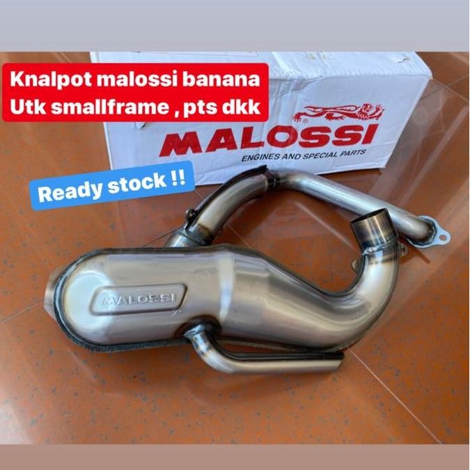 Knalpot Malossi banana silver utk vespa smallframe pts dkk