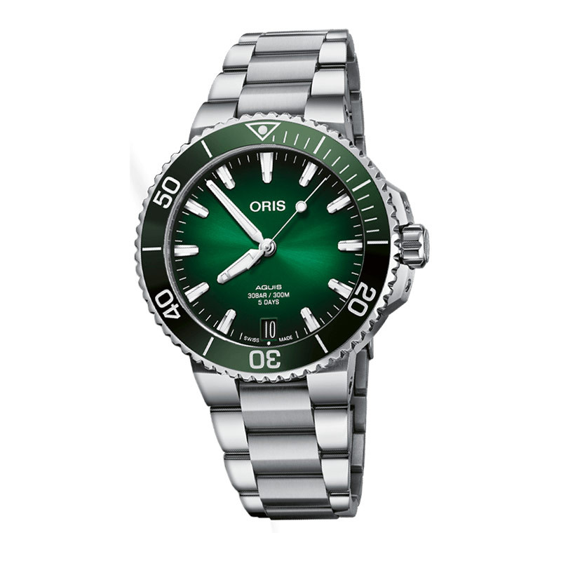 Jam Tangan Pria Oris Aquis 01-400-7769-4157-07-8-22-09PEB Date Automatic Green Dial Stainless Steel 