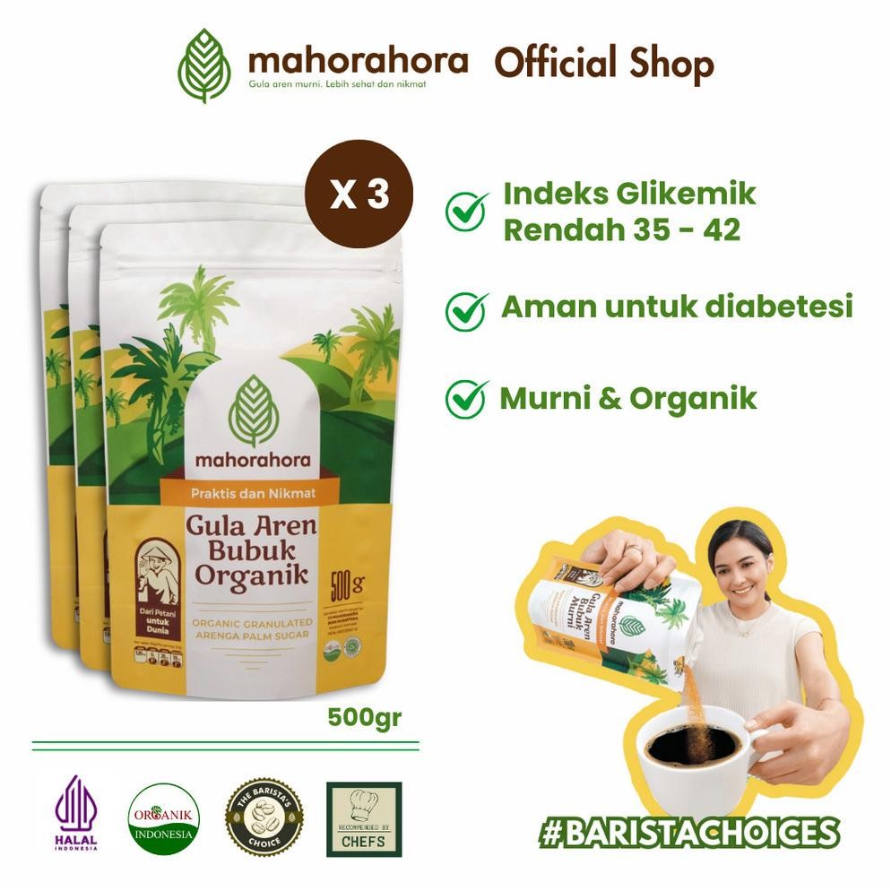 

Mahorahora Paket Hemat Gula Aren Bubuk Organik 500 gr, Premium dan Halal - 3 pcs