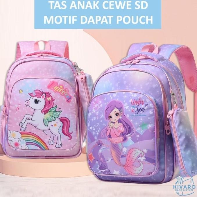 

Diskon Tas Sekolah Anak Uniseks Sd Besar Mermaid & Unicorn 43Cm Bonus Pouch | 0883 Kivaro