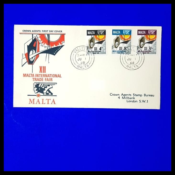 

DISKON PERANGKO/PRANGKO FDC MALTA, XII MALTA INTERNATIONAL TRADE FAIR, 1968 !!!