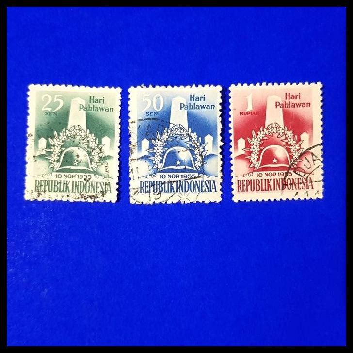 

TERBARU PERANGKO/PRANGKO INDONESIA. PRANGKO HARI PAHLAWAN 1955. SET, USED !