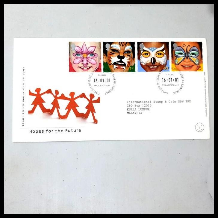 

GRATIS ONGKIR PRANGKO INGGRIS/GREAT BRITAIN. FDC HOPES FOR THE FUTURE ROYAL MAIL MILLENNIUM FIRST DAY COVER !
