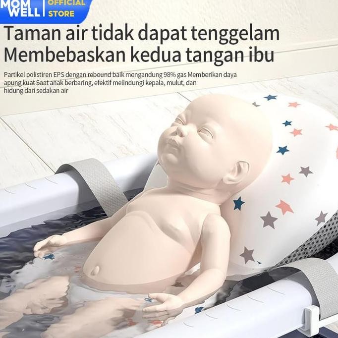 MOMWELL BAK MANDI BAYI LIPAT DENGAN BANTAL MANDI TEMPAT MANDI BAYI PORTABLE MERAH JARINGMANDI BABY B