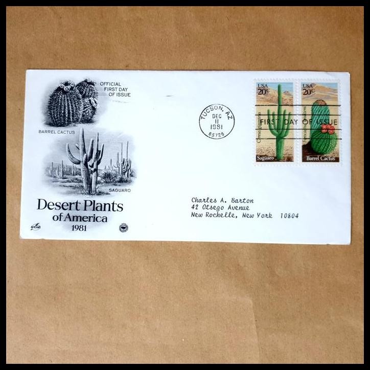 

TERMURAH PRANGKO AMERIKA. FDC TANAMAN SAGUARO CACTUS DAN BARREL CACTUS !!!!