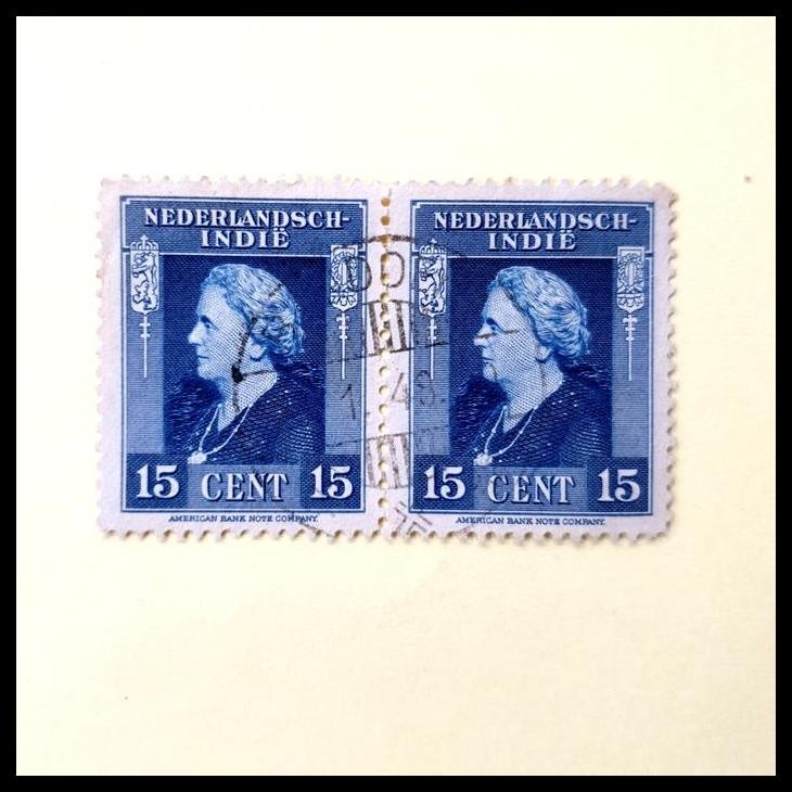 

TERMURAH PRANGKO NED INDIE RATU WILHELMINA 1948. 15 CENT PAIR. CAP POS BANDOENG !!!!