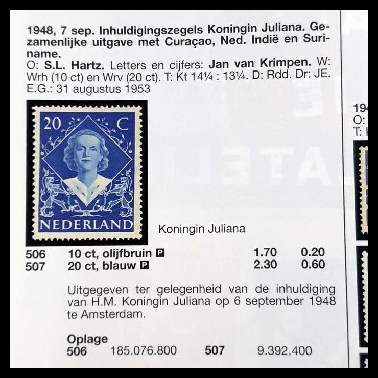 

TERBARU PRANGKO BELANDA/NEDERLAND 1948 RATU WILHELMINA. VERTICAL PAIR. 8.00 !!!