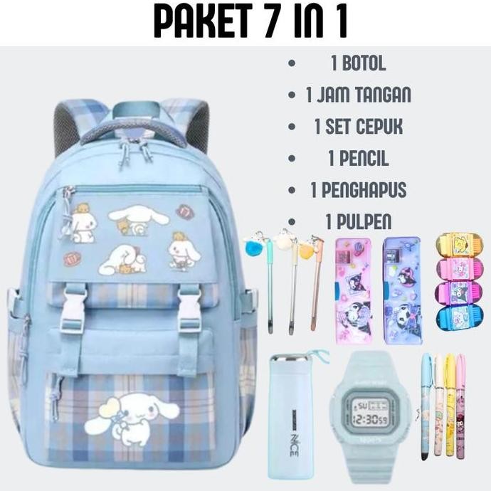 

Spesial Tas Ransel Sekolah Anak Tk-Sd Perempuan Cinnamoroll 7In1 Tas Ransel Botol Set Cepuk Anti Air Fashion