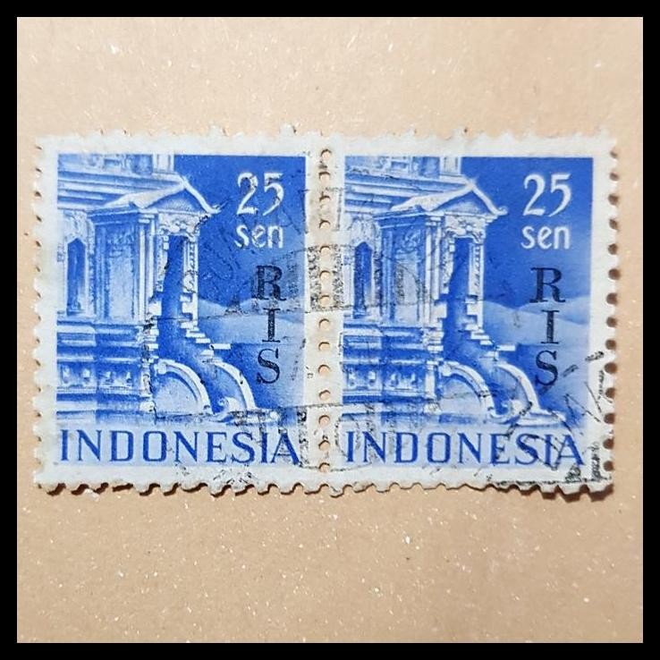 

HOT DEAL PRANGKO INDONESIA 1950. C.T. RIS 25 SEN, PAIR. USED !!!!!!