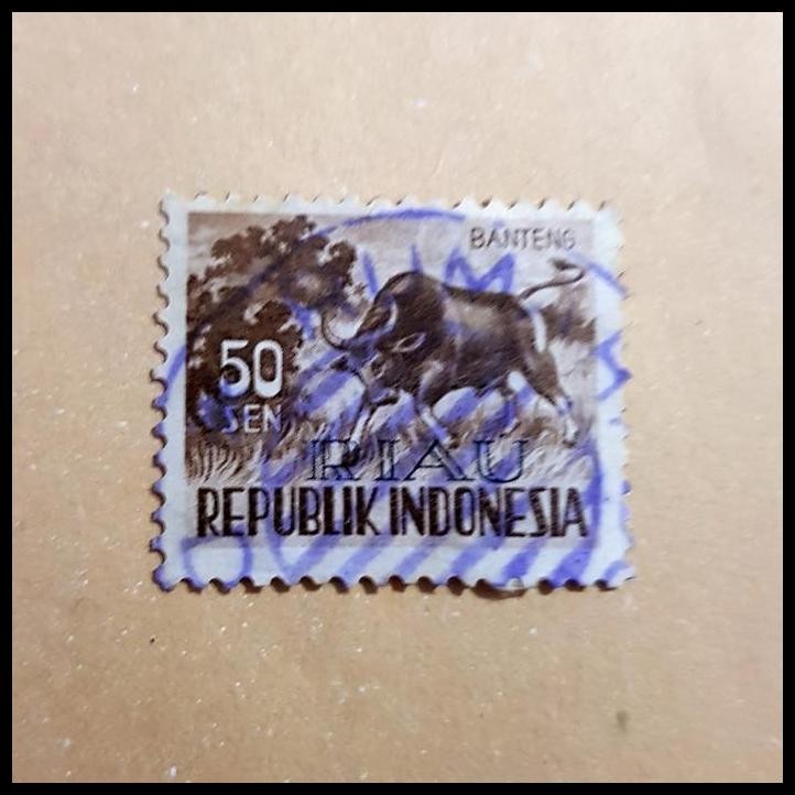 

TERBARU PRANGKO C.T. RIAU 50 SEN BANTENG. CAP RUMAH POS. ISTIMEWA. LANGKA !