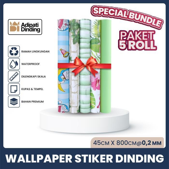 Bundle !!! Paket 5 Roll/Pcs Wallpaper Dinding All Variant Ukuran Per Roll 45Cm X 8 Meter Adipati