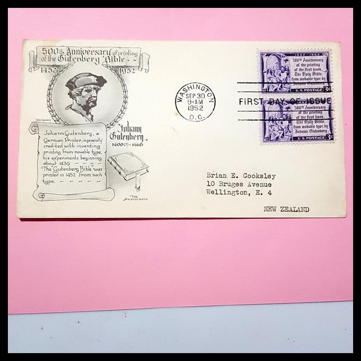 

HOT DEAL PRANGKO AMERIKA. FDC 500TH ANNIV. OF PRINTING OF THE GUTENBERG BIBLE !!!!!