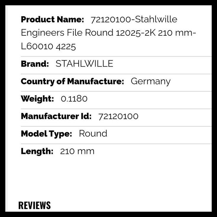 

DISKON ENGINEERS FILE ROUND 12025-2K 210 MM-L60010 4225 STAHLWILLE