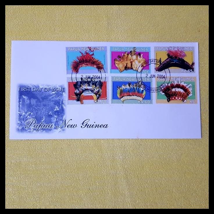 

HOT DEAL PRANGKO PAPUA NEW GUINEA 2004. FDC HEADDRESS ~ HIASAN KEPALA !