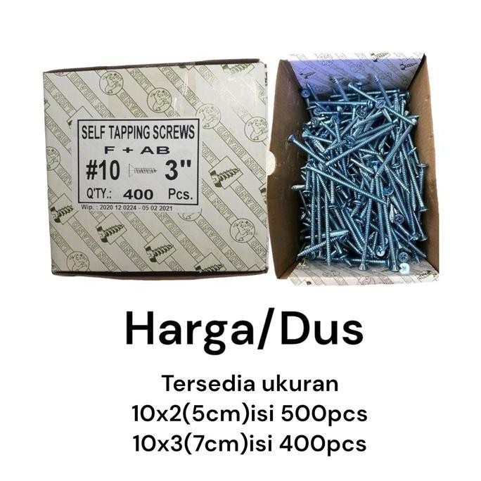 TERBARU HARGA /DUS F+AB TAPPING SEKRUP KAYU 10x2 5cm 10x3 7cm - 10x2
