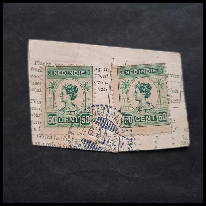 

BEST DEAL PRANGKO INDONESIA-NED INDIE. RATU WILHELMINA 50 CENT ( 2 PCS) CAP POS KOETARADJA 21.6.1921 DI ATAS POTONGAN KARTUPOS