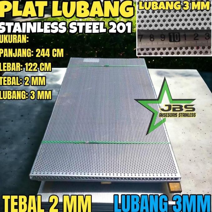 #@#@#@#@] PLAT LUBANG 201 - 122CMX244CM - T 2MM - LUBANG 3MM STAINLESS STEEL 201- PLAT PERFORATED