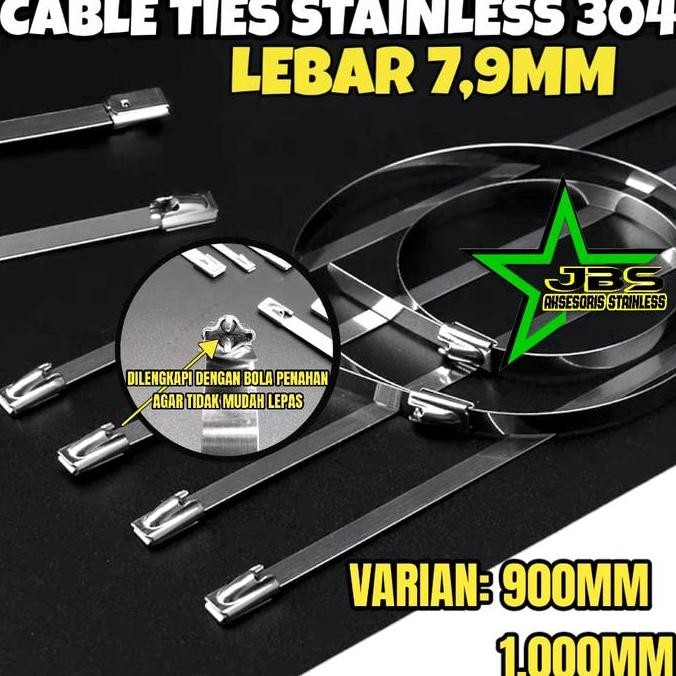

=+=+=+] KABEL TIES LEBAR 7,9MM STAINLESS 304 PANJANG 90/100CM TALI PENGIKAT