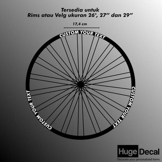 Cutting Stiker Custom Tulisan Velg Rims Sepeda Mtb 26" 27,5" 29" Kualitas Terbaik Harga Termurah