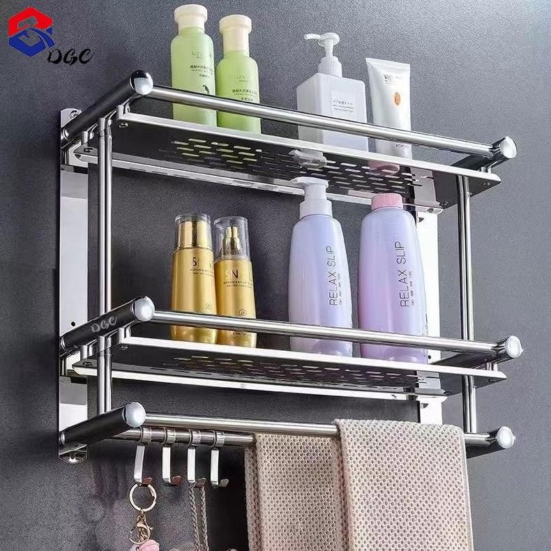 Rak Kamar Mandi Stainless Rak Dinding Rak Handuk Rak Sabun Dinding Kamar Mandi Rak Bumbu Dapur