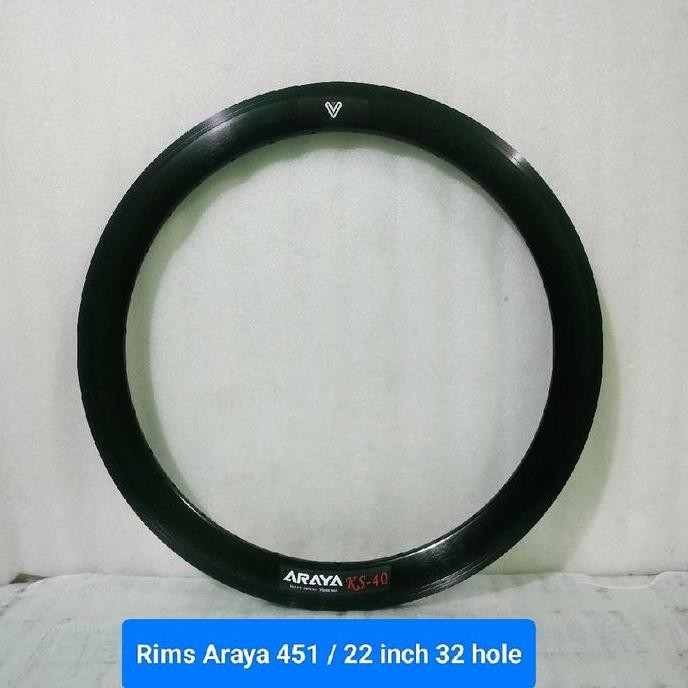 Velg rims 451 20 1 3/8 20+ 22 inch Araya KS-40 double wall 28 32 36 hole brakeline hitam untuk seped