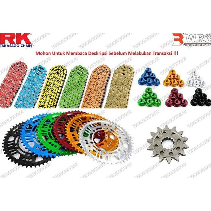 Gear Set Rantai RK Chain 520 UW Ring + Gear WR3 Ninja 250 Fi R25 MT25