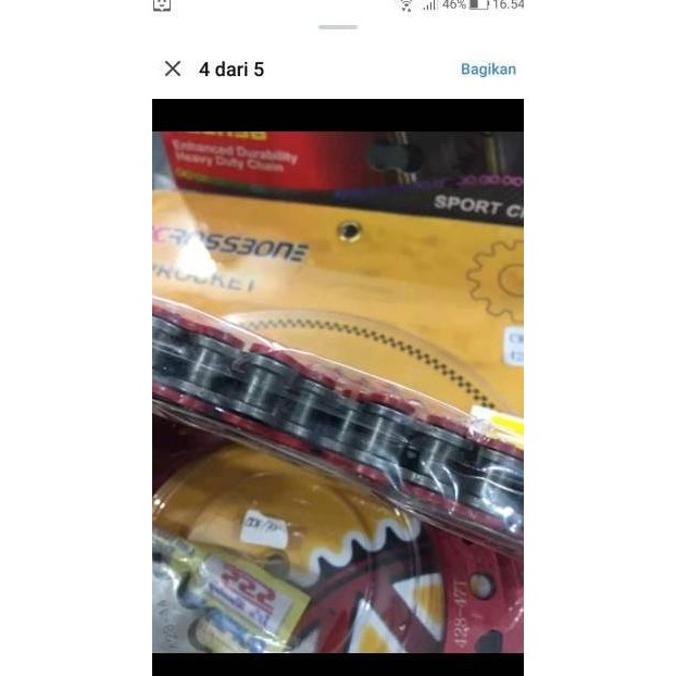 Gear set gir paket crf 150 L SSS Crossbone 428 Merah GOLD