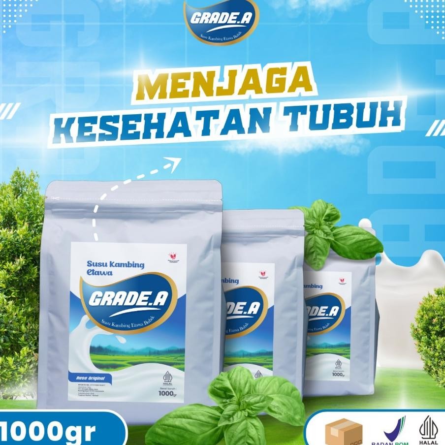 

Susu Kambing Etawa Grade A 1Kg Banyak Varian Rasa Vanila Coklat Stroberi Low Sugar Jahe Madu