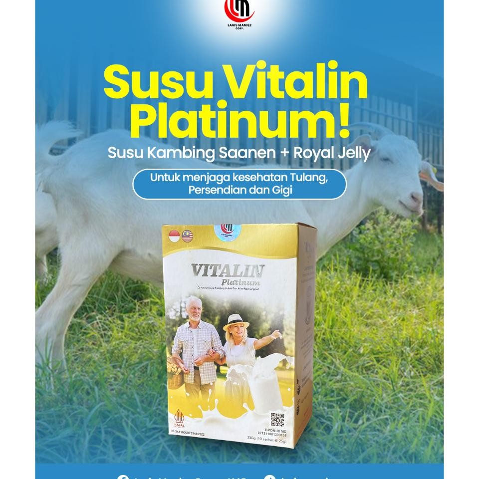 

Vitalin Platinum Susu Kambing Rendah Laktosa Dengan Tambahan Royal Jelly