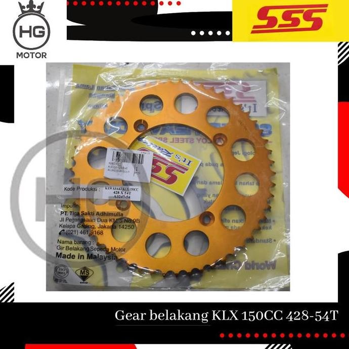 Gear Gir Aluminium SSS Motor Belakang KLX 150 428 - 53T 54T