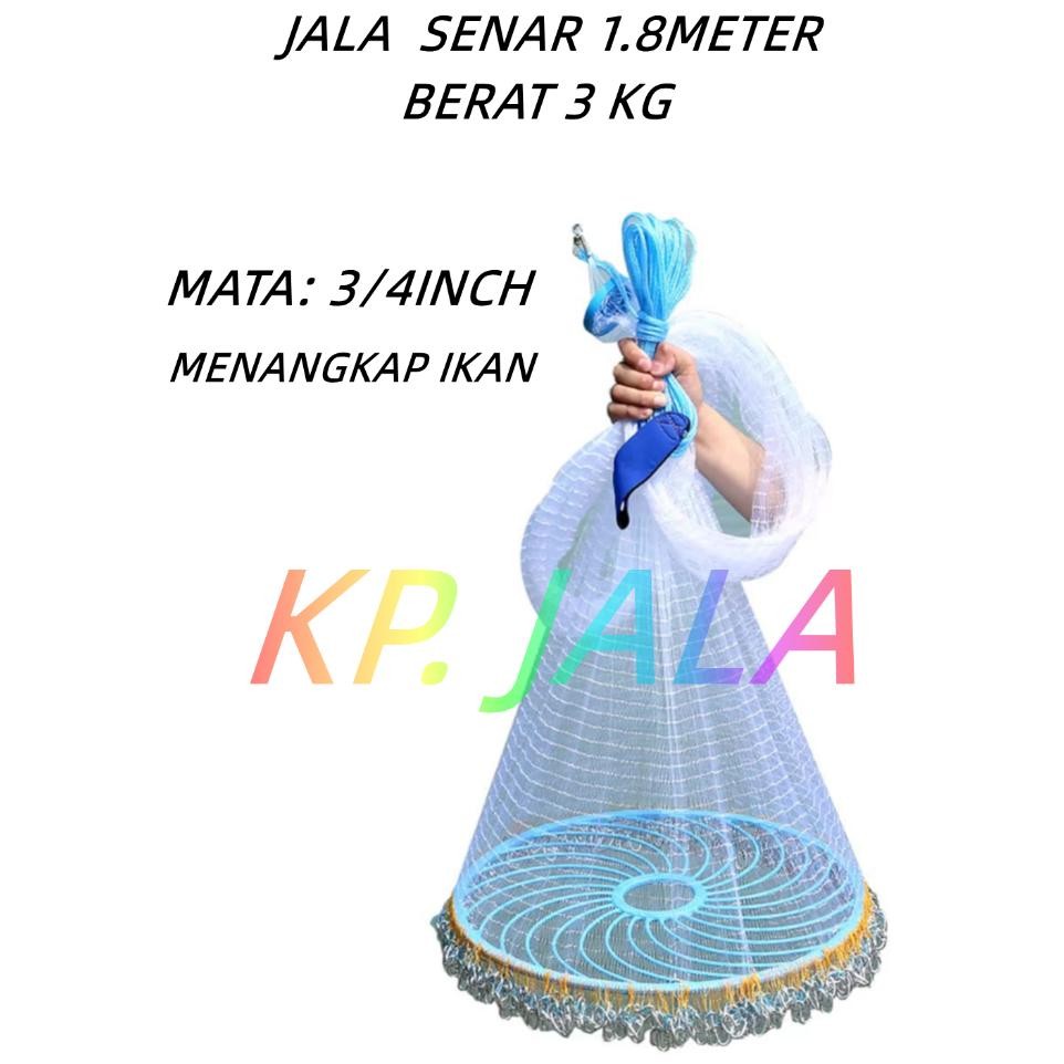 Jaring Lempar 1.8Meter Jala Pancing Ikan Udang Lempar Siap Pakai Throw Net