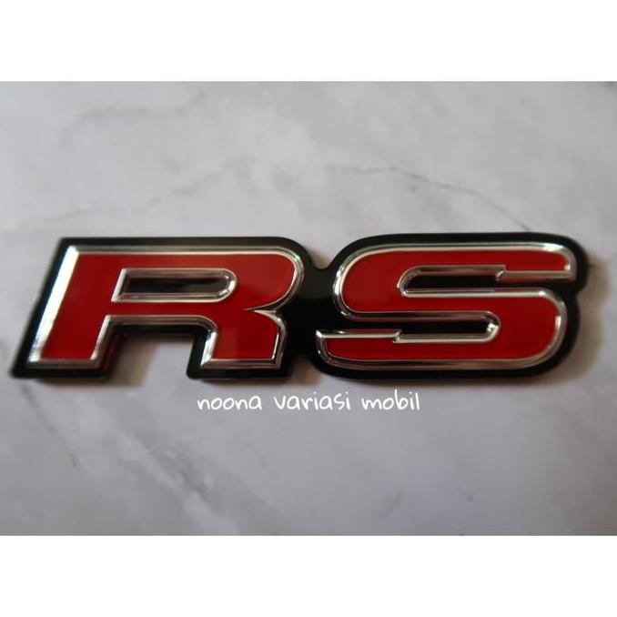 emblem rs original untuk honda brio/jazz rs - logo rs chrome