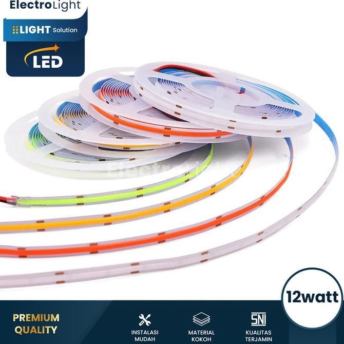 Lampu LED strip COB 12Volt dotless 5meter merah biru hijau kuning ungu