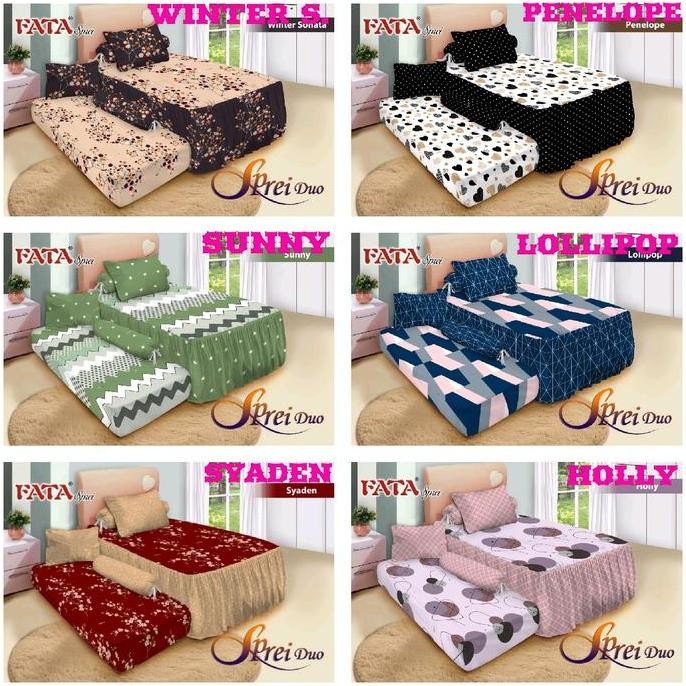 FATA - Sprei Sorong FATA / Duo 2IN1 Minimalis 3D Ukuran 120X200