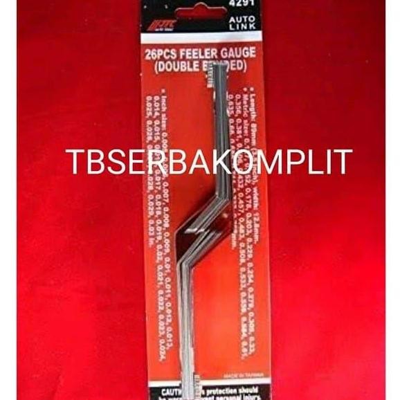 ready  JTC 4291 Bengkok Feeler Gauge 26 pcs Metric Inch Double Bended Blades
