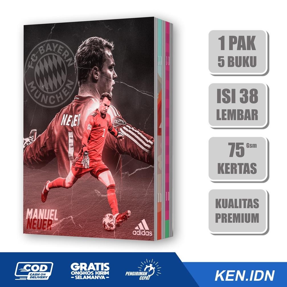 

KEN.IND - BUKU TULIS SEKOLAH CUSTOM SEPAK BOLA NEUER BERGARIS 38 LEMBAR 1 PAK ISI 5 BUKU/ BUKU TULIS ANIME/ BUKU AESTHETIC/ BUKU CATATAN