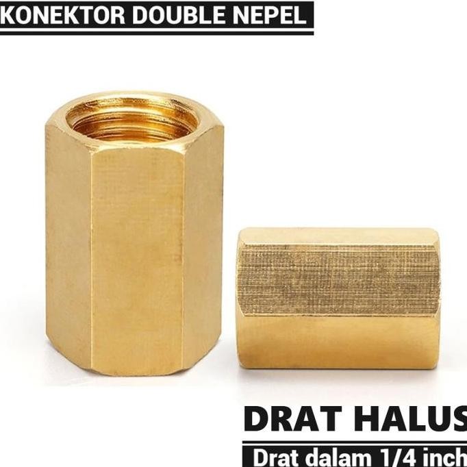 Konektor Double Drat Dalam Double Nepel Ukuran 1/4 Inch - Drat Halus