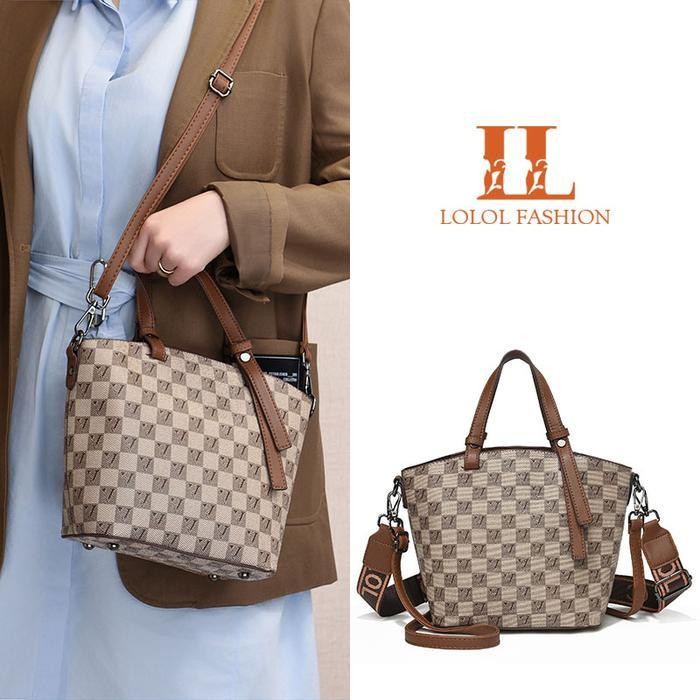 Lolol-Fashion Tote Bag Canvas Tas Jinjing Wanita Shoulder Bag Tas Kerja   1996