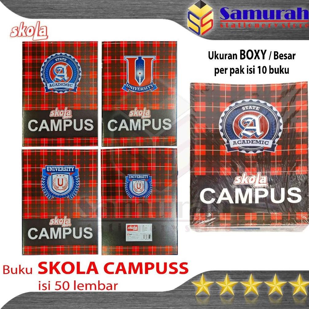 

Buku Tulis Skola Campus Isi 50 Lembar / Buku Sekolah Ukuran Boxy / B5 Campuss 50 Lbr - Per Pak isi 10 Buku Sekola