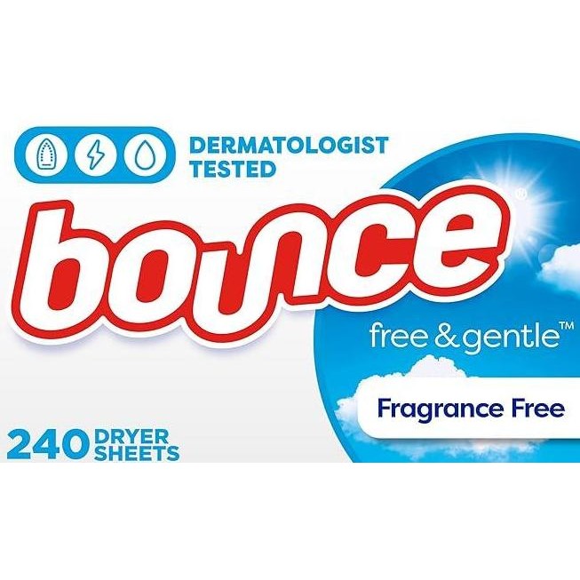

Bounce Dryer Sheets Laundry Fabric Softener, Free & Gentle, 240 Sheets, White