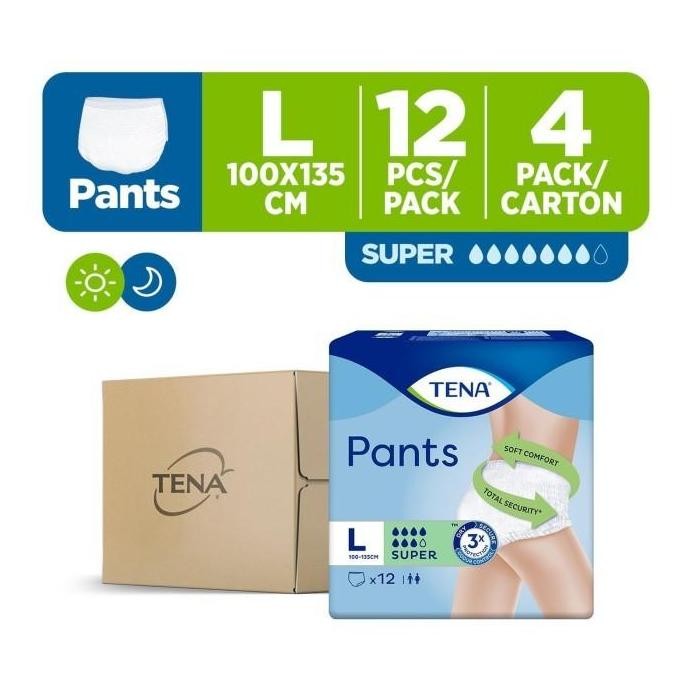 

Tena Proskin Pants Super Unisex Adult Diapers L - Case (4 x 12pcs)