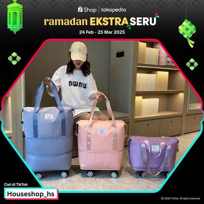 Tas Traveling Roda Tas Duffel Jumbo-Tas Jinjing 3 Tingkat-Tas Travel Roda Waterproof Wanita
